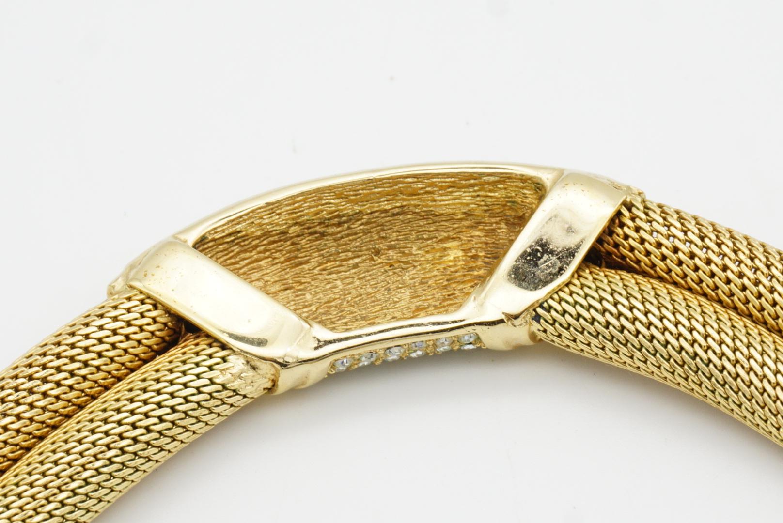 Christian Dior Vintage Años 80 Cristales Centelleantes Amplio Collar Omega de Malla Tejida en venta 9