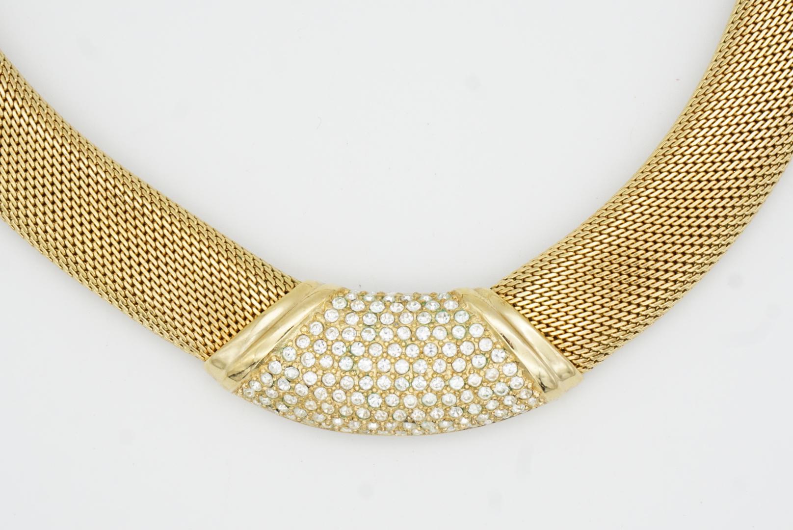 Christian Dior Vintage Años 80 Cristales Centelleantes Amplio Collar Omega de Malla Tejida en venta 4
