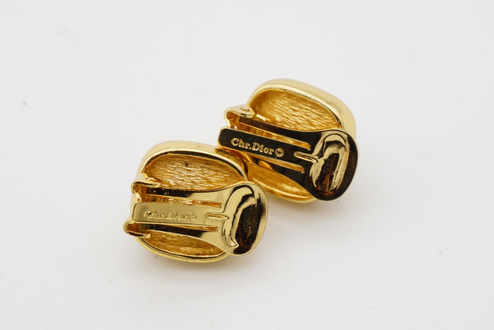 Christian Dior Vintage 1980s Square Cube White Round Pearl Gold Clip Earrings For Sale 6
