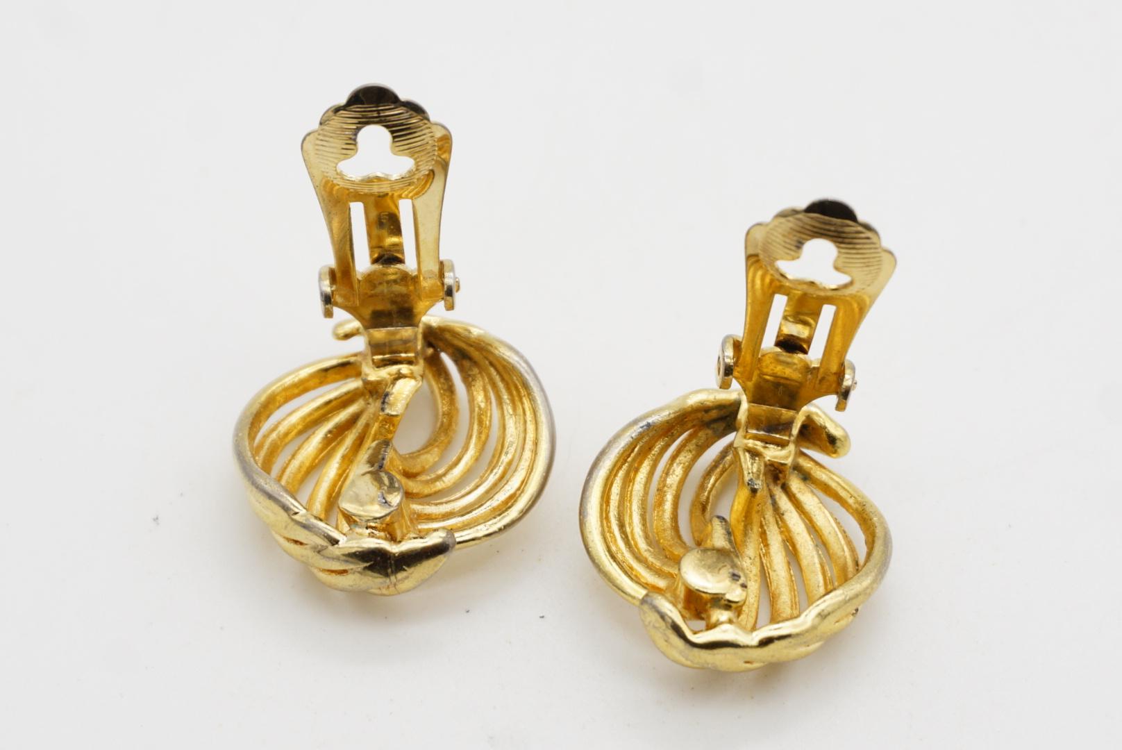 Christian Dior Vintage Años 80 Pendientes de clip de cuerda entrelazada en espiral de diez vueltas en venta 8