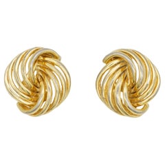 Christian Dior Vintage 1980s Ten Strands Spiral Interlocked Rope Clip Earrings