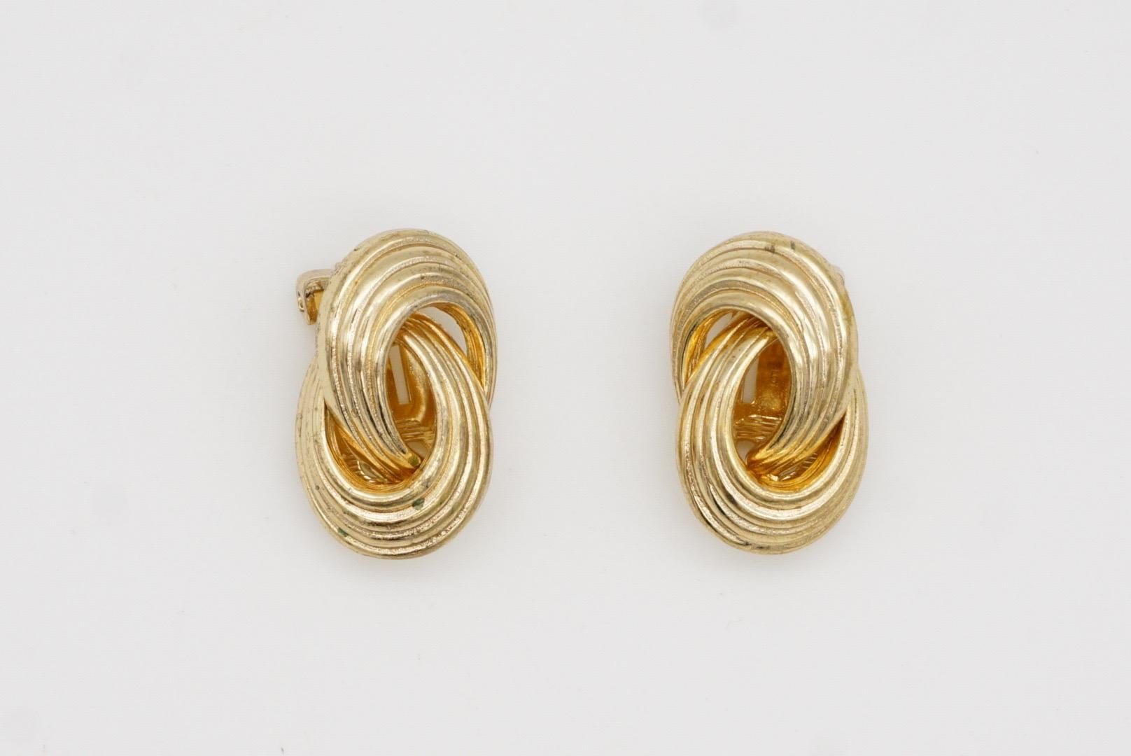 Christian Dior Vintage 1980s Textured Four Rope Interlocked Knot Clip Earrings 5