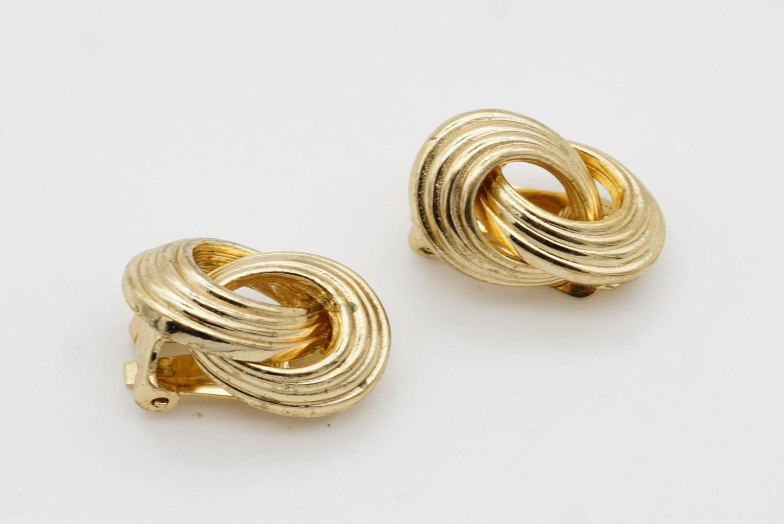 Christian Dior Vintage 1980s Textured Four Rope Interlocked Knot Clip Earrings 6