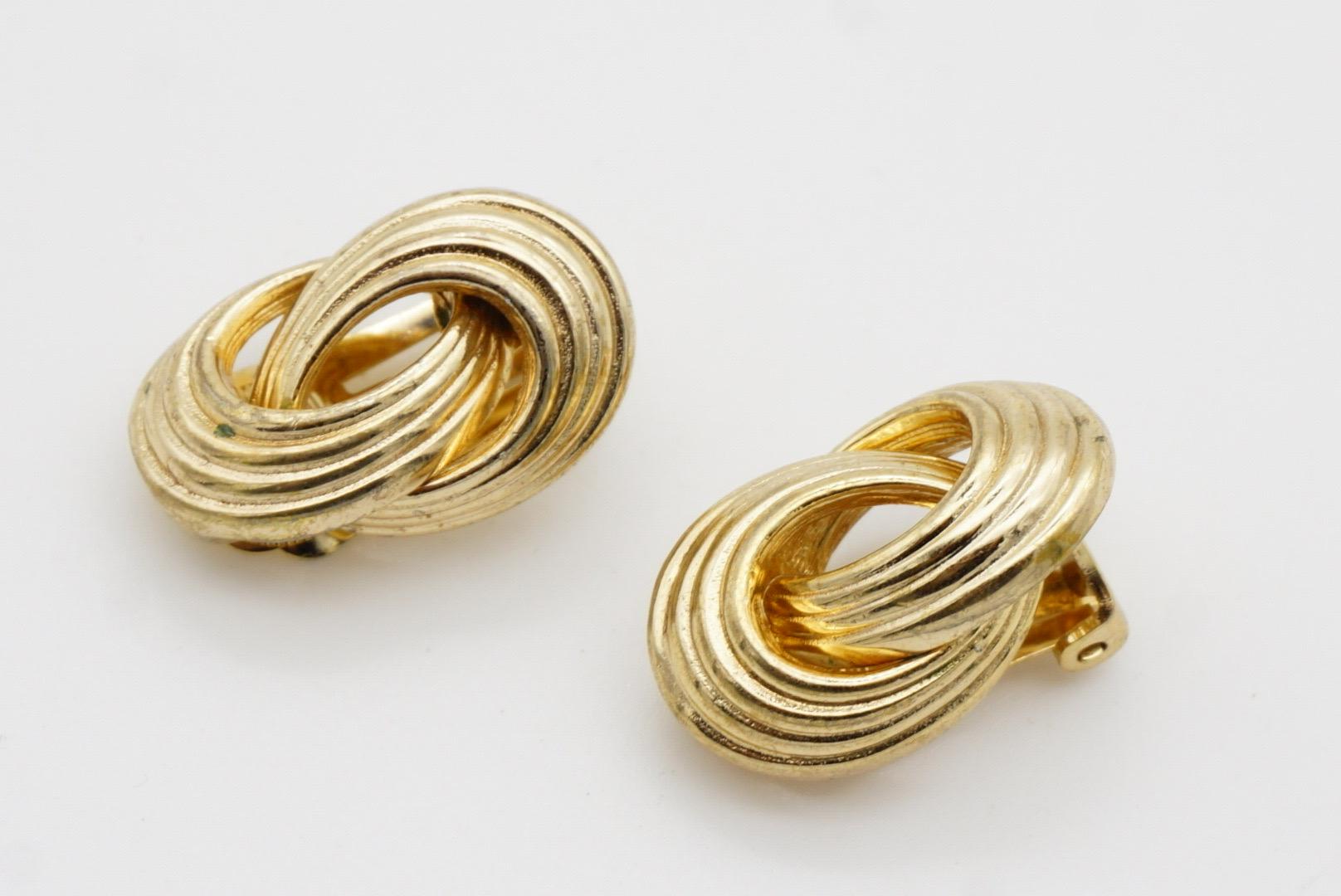 Christian Dior Vintage 1980s Textured Four Rope Interlocked Knot Clip Earrings 7