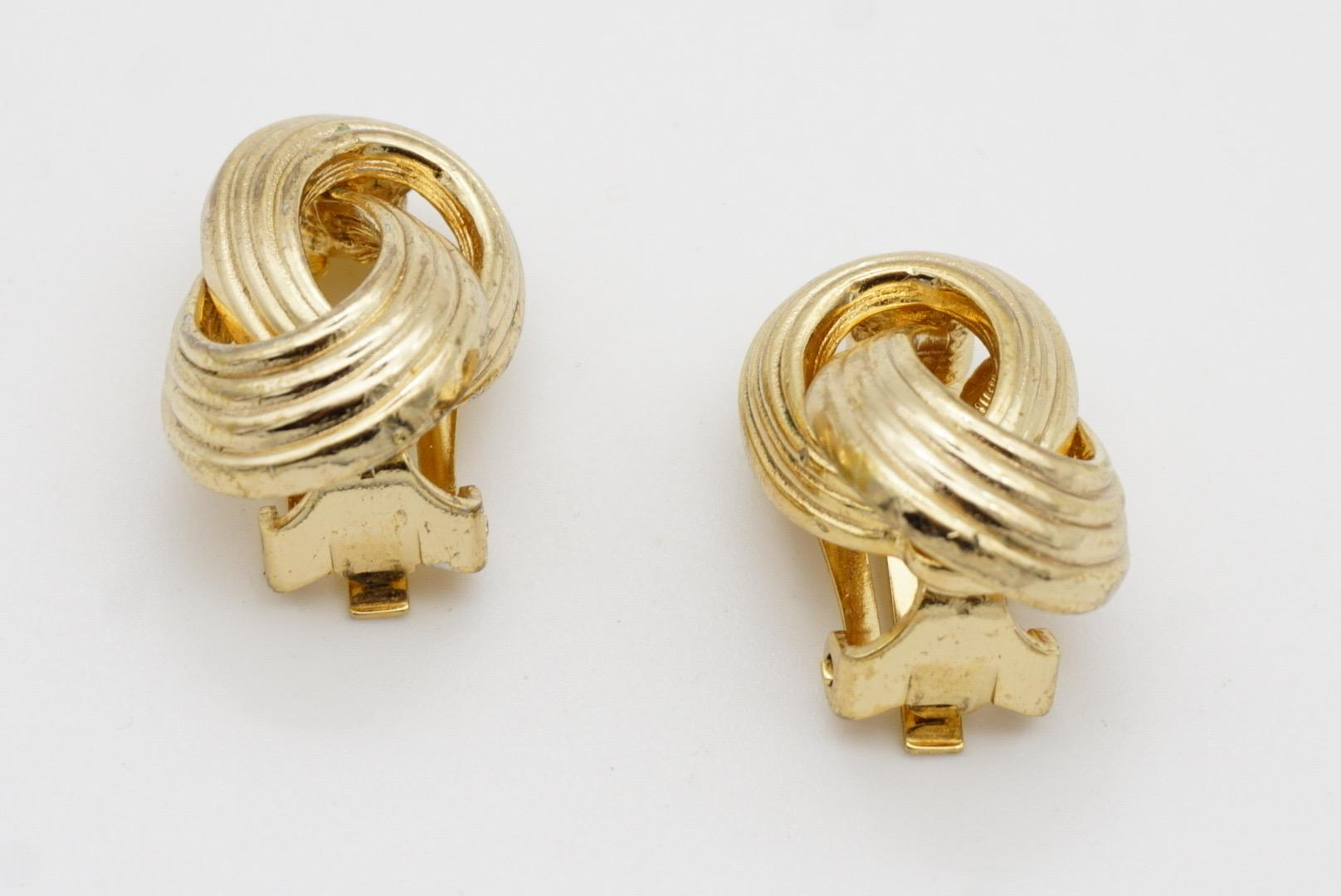 Christian Dior Vintage 1980s Textured Four Rope Interlocked Knot Clip Earrings 8