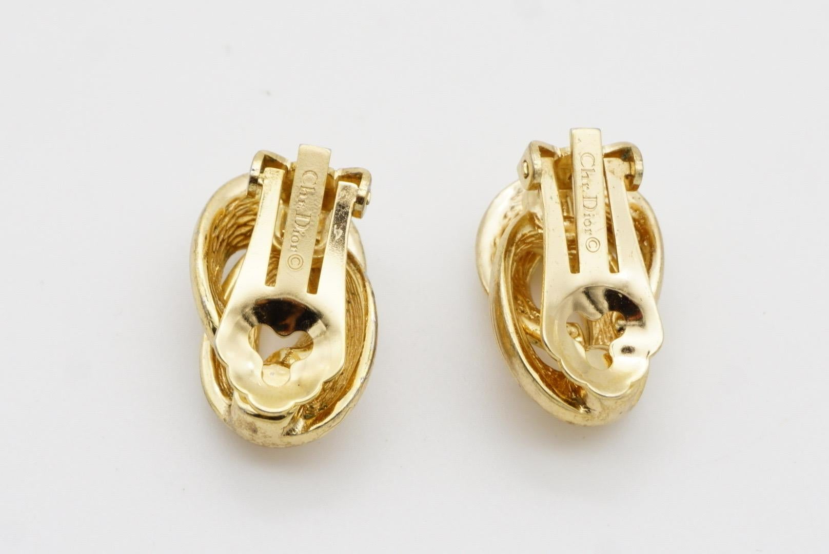 Christian Dior Vintage 1980s Textured Four Rope Interlocked Knot Clip Earrings 9