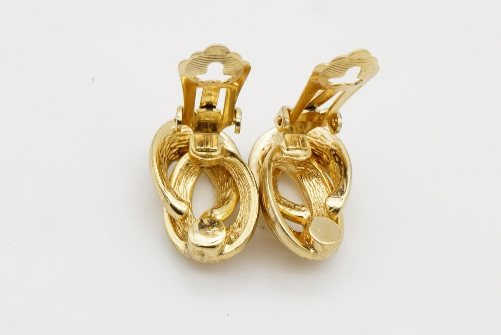 Christian Dior Vintage 1980s Textured Four Rope Interlocked Knot Clip Earrings 10