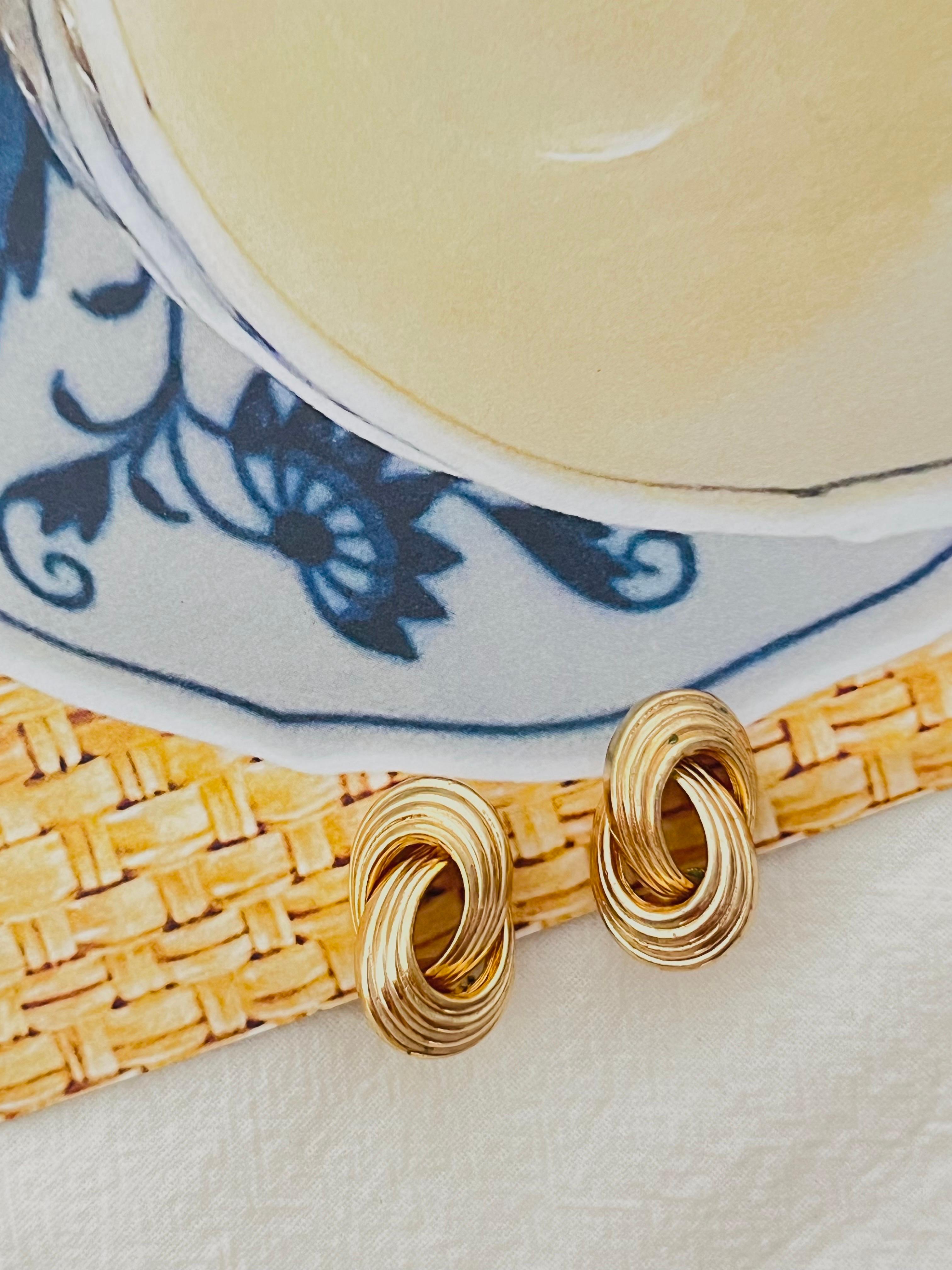 Art Deco Christian Dior Vintage 1980s Textured Four Rope Interlocked Knot Clip Earrings