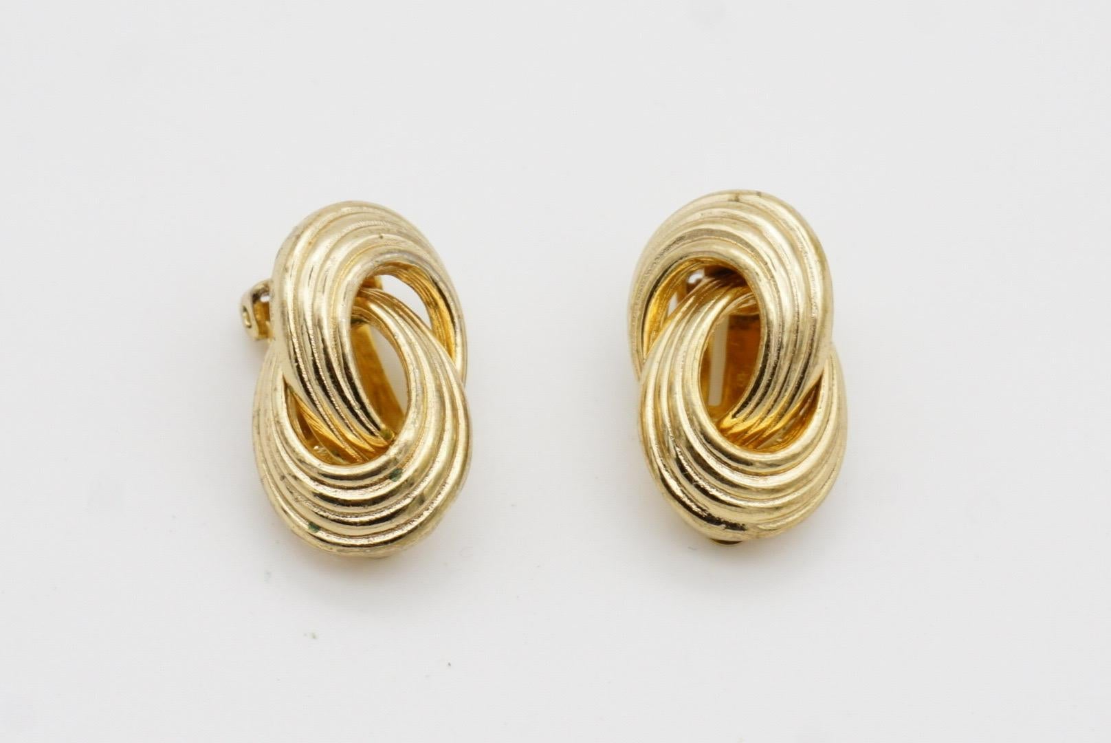 Christian Dior Vintage 1980s Textured Four Rope Interlocked Knot Clip Earrings 4