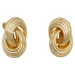 Christian Dior Vintage 1980s Textured Four Rope Interlocked Knot Clip Earrings