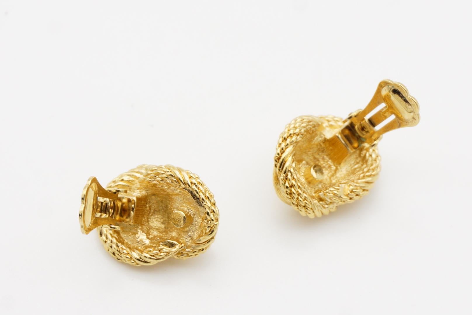 Christian Dior Vintage 1980er Jahre Texturierte ineinandergreifende gedrehte Gold-Clip-Ohrringe mit gedrehtem Knoten im Angebot 6