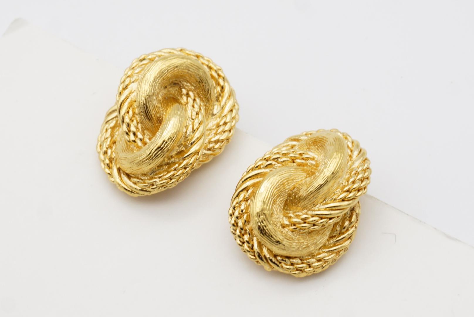 Christian Dior Vintage 1980er Jahre Texturierte ineinandergreifende gedrehte Gold-Clip-Ohrringe mit gedrehtem Knoten im Angebot 4