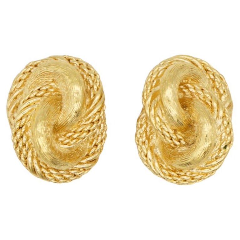 Christian Dior Vintage 1980s Textured Interlocked Twist Knot Gold