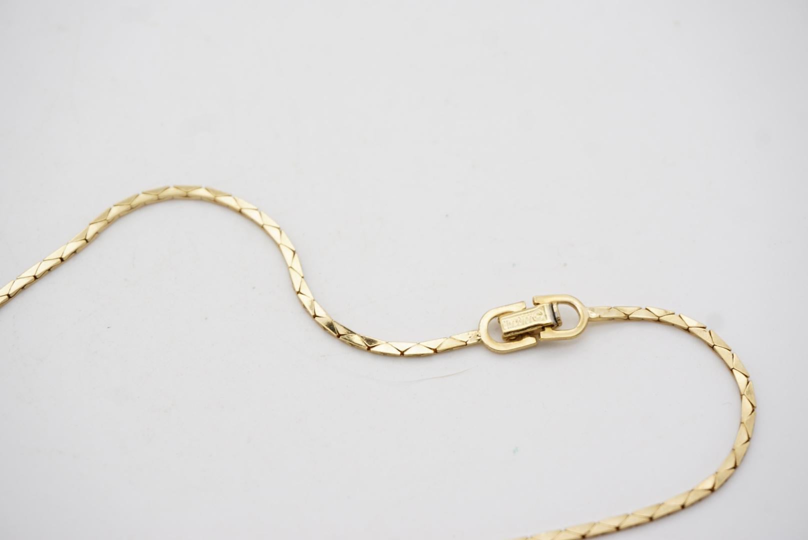 Christian Dior Vintage 1980s Topaz Crystal Water Drop Triangle Pendant Necklace 8
