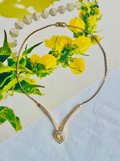 Christian Dior Vintage 1980s Topaz Crystal Water Drop Triangle Pendant Necklace