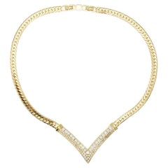 Christian Dior, collier pendentif vintage des années 1980 avec grand triangle carré de cristaux