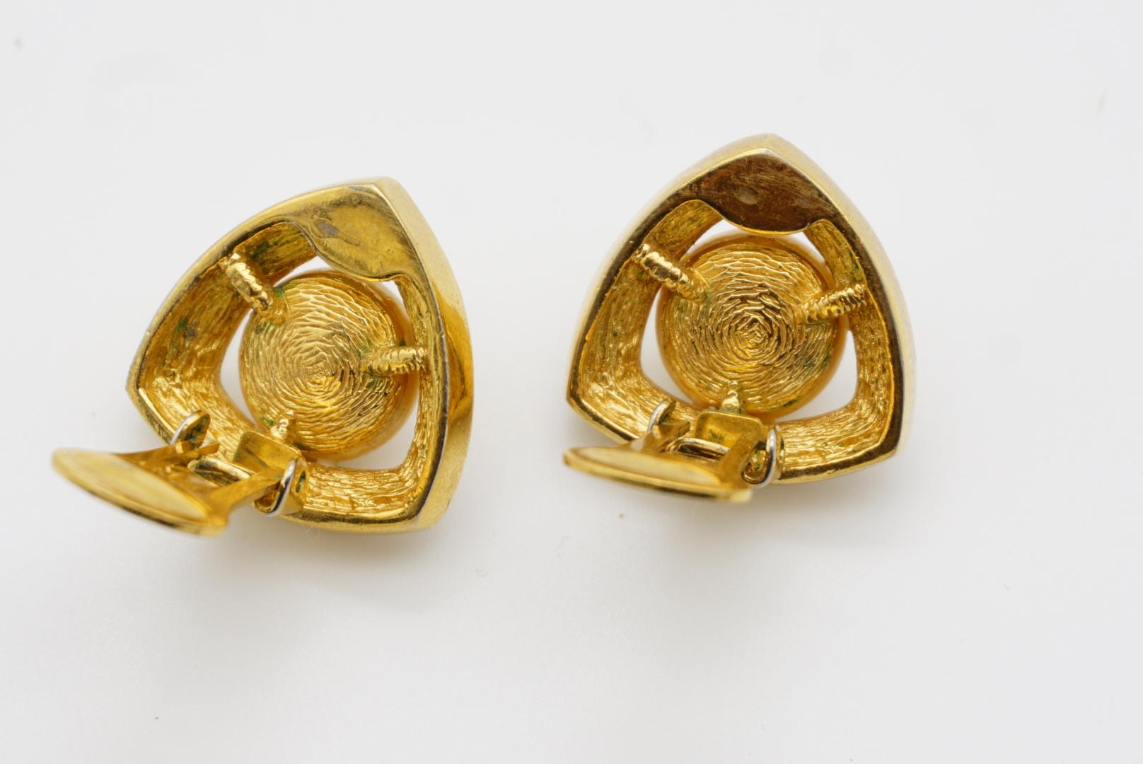 Christian Dior Vintage 1980s Triangle Openwork White Pearl Crystals Earrings For Sale 8