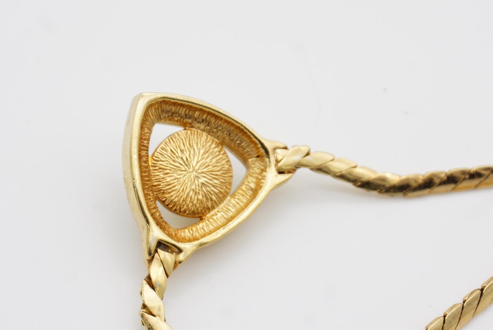 Christian Dior, collier vintage des années 1980, triangle ajouré, perles blanches et cristaux en vente 6