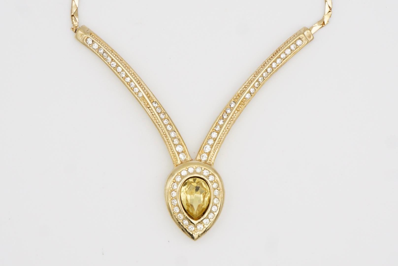 Christian Dior Vintage Años 80 Triángulo Topacio Citrino Cristal Collar Gota de Agua en venta 5