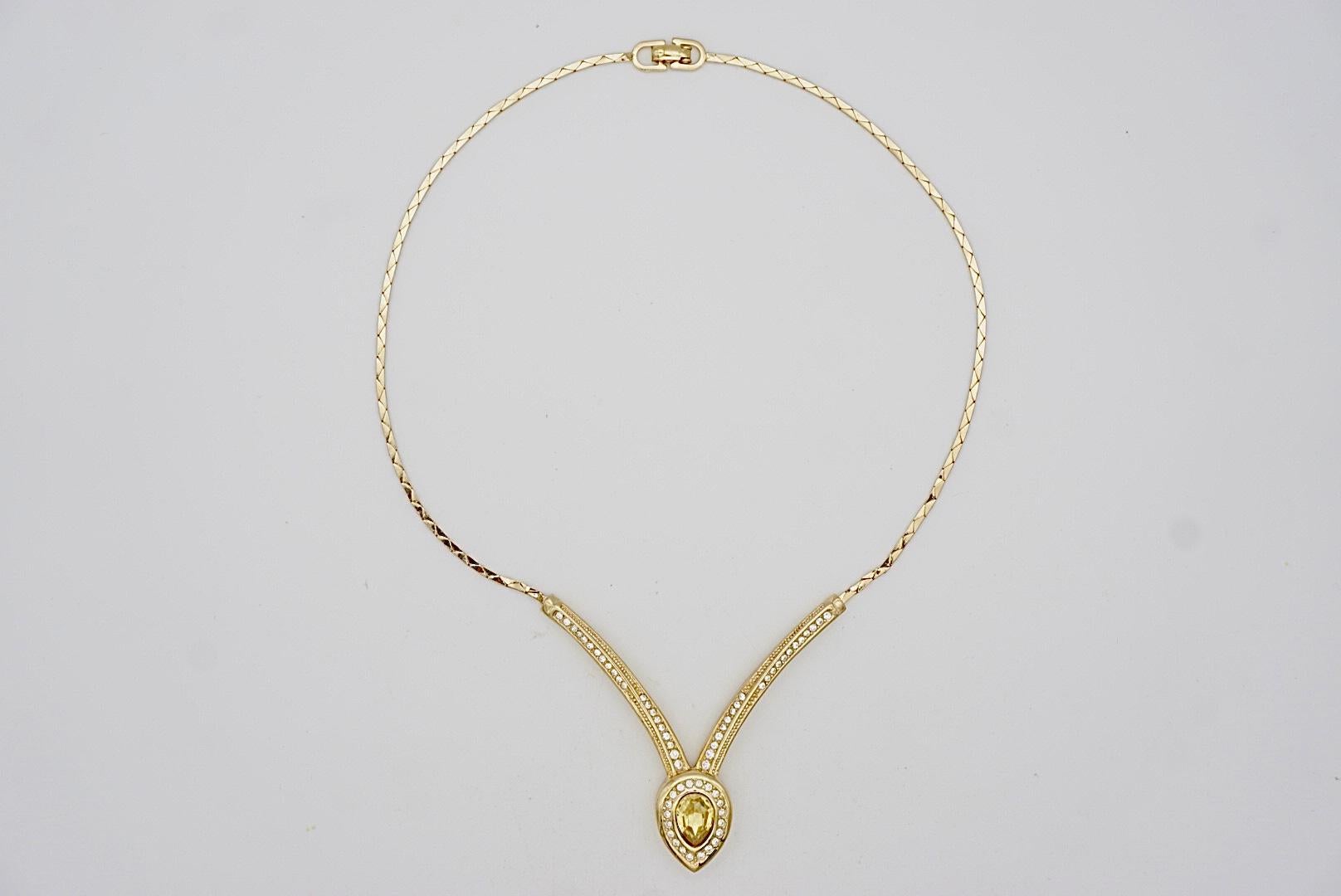 Christian Dior Vintage Años 80 Triángulo Topacio Citrino Cristal Collar Gota de Agua en venta 6
