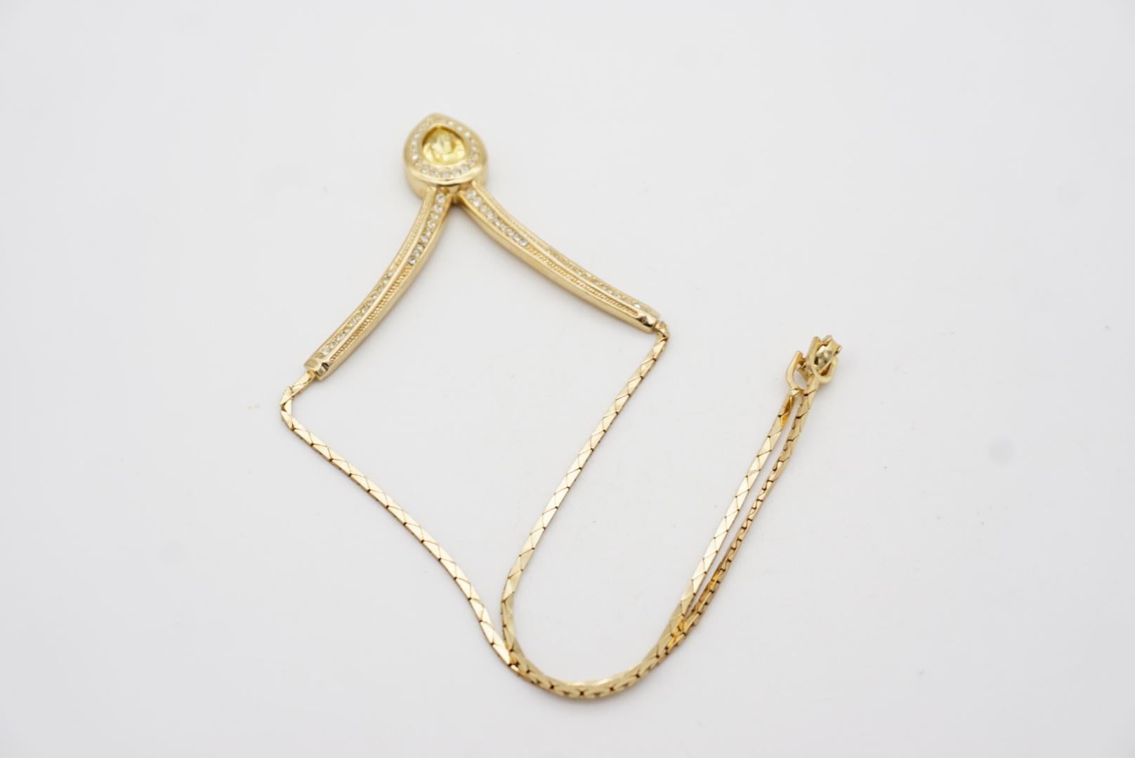 Christian Dior Vintage Años 80 Triángulo Topacio Citrino Cristal Collar Gota de Agua en venta 11