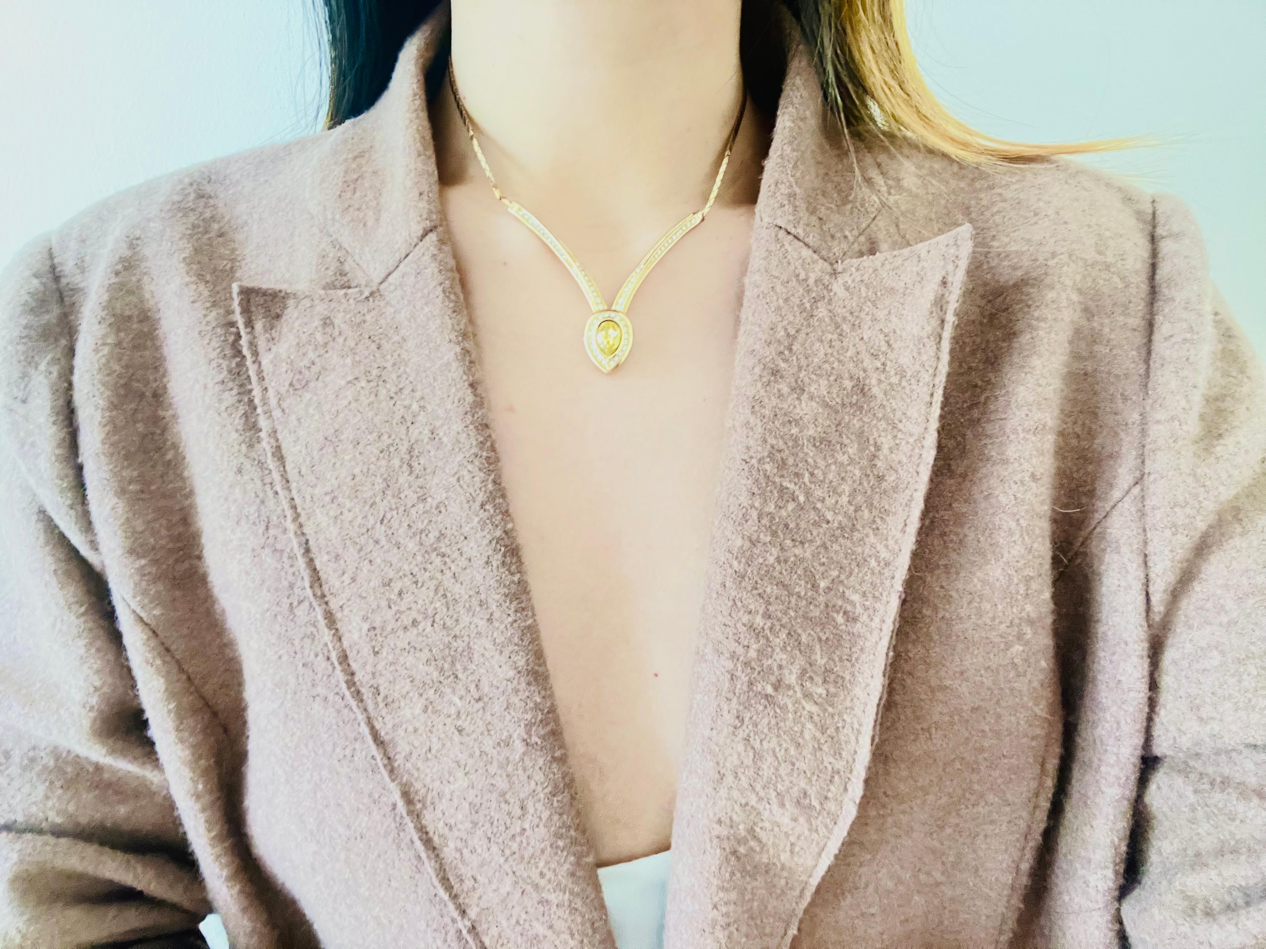 Christian Dior Vintage Años 80 Triángulo Topacio Citrino Cristal Collar Gota de Agua en venta 2