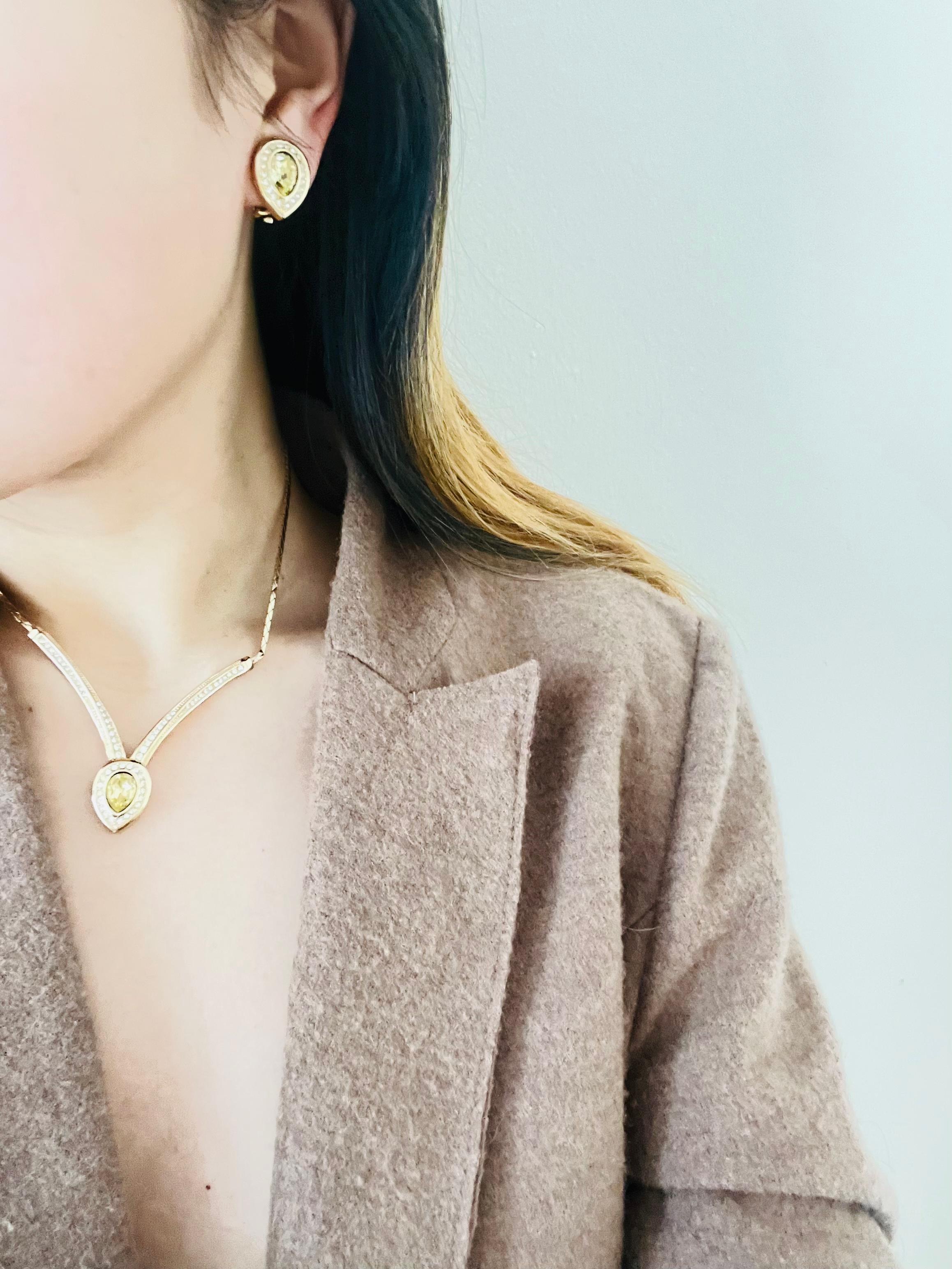 Christian Dior Vintage Años 80 Triángulo Topacio Citrino Cristal Collar Gota de Agua en venta 3