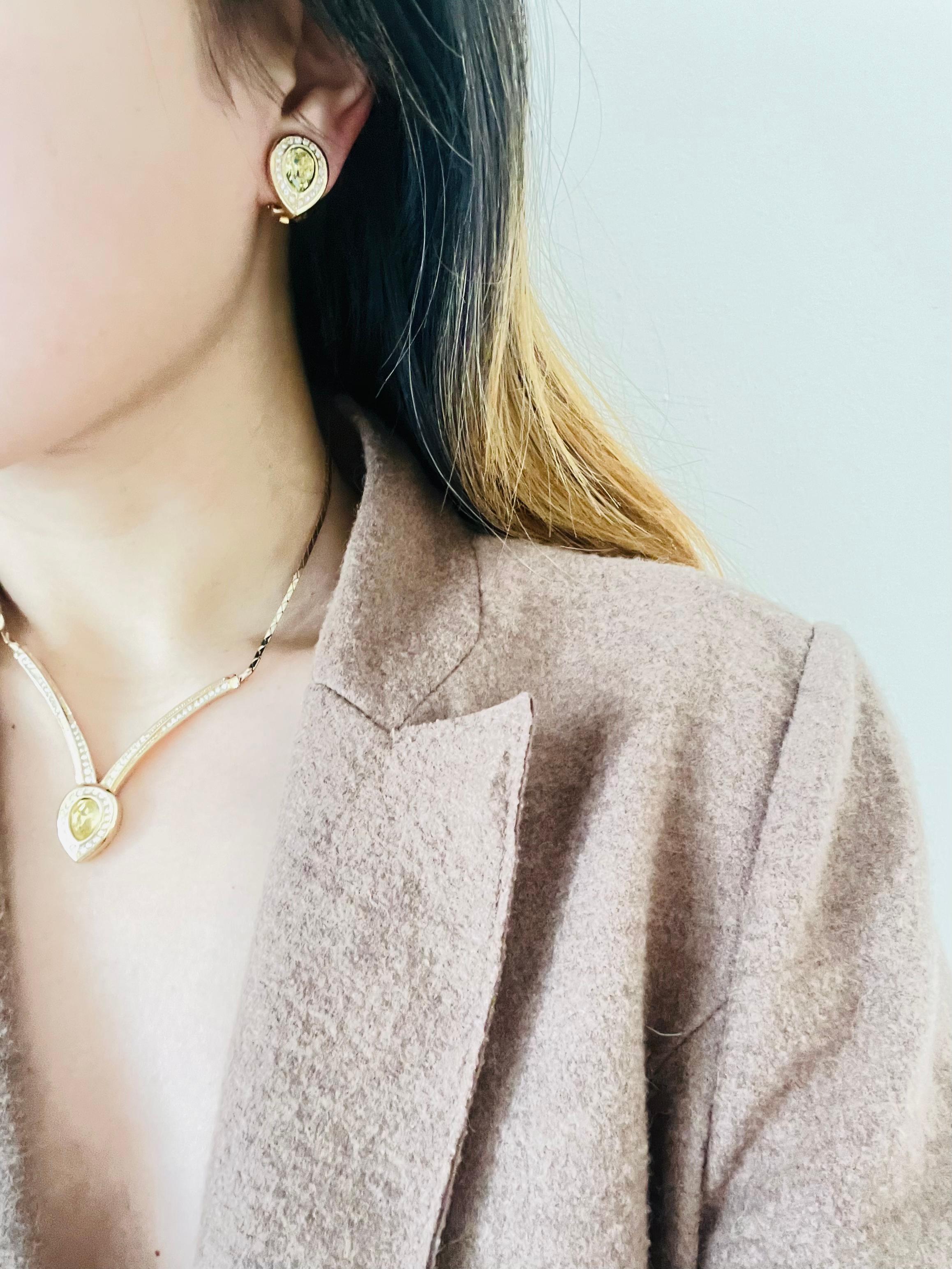 Christian Dior Vintage Años 80 Triángulo Topacio Citrino Cristal Collar Gota de Agua en venta 4