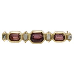 Christian Dior Vintage 1980er Jahre Trio Amethyst Achteckige rechteckige lange Barbrosche