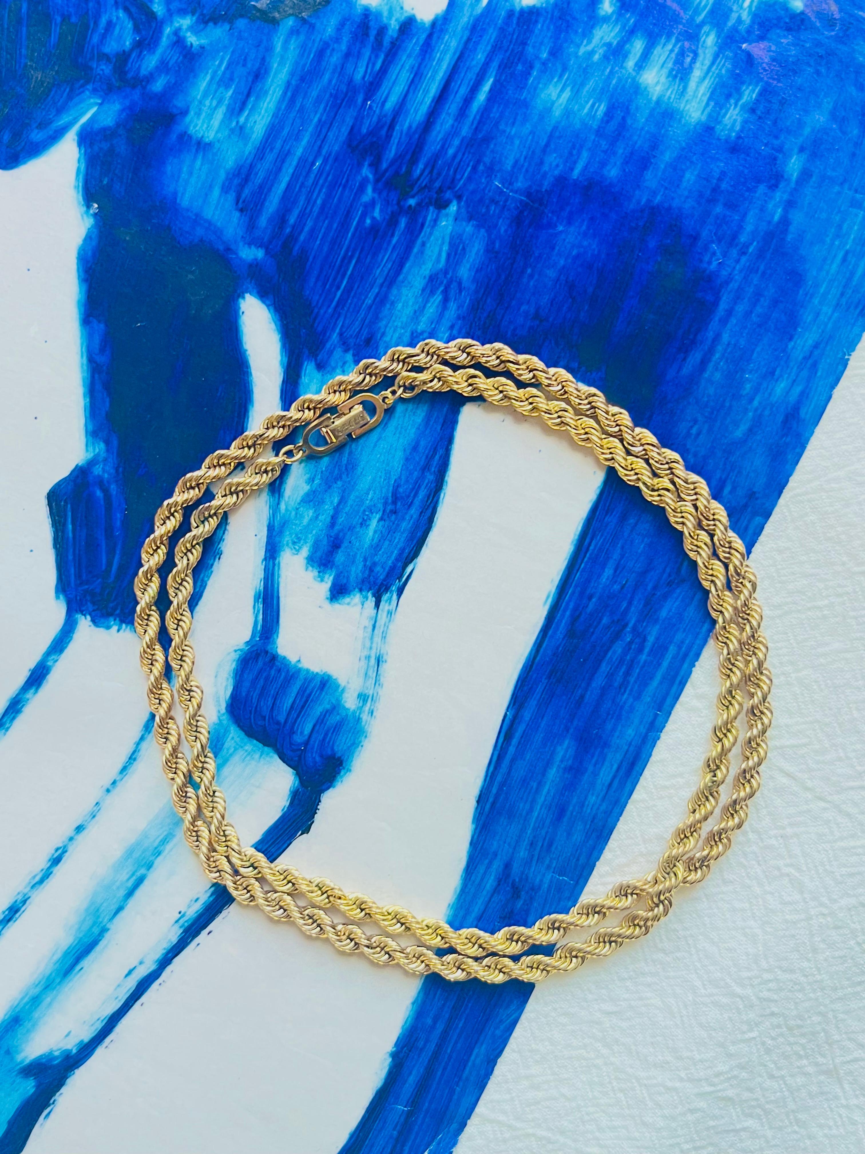 Art déco Christian Dior Vintage 1980 Twist Chain Rope Versatile Long Necklace Bracelet en vente