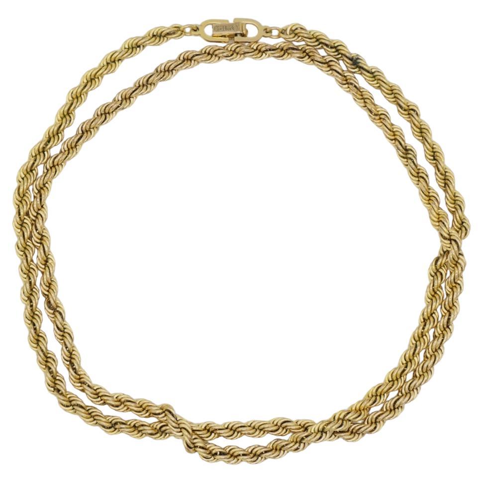 Christian Dior Vintage 1980 Twist Chain Rope Versatile Long Necklace Bracelet en vente