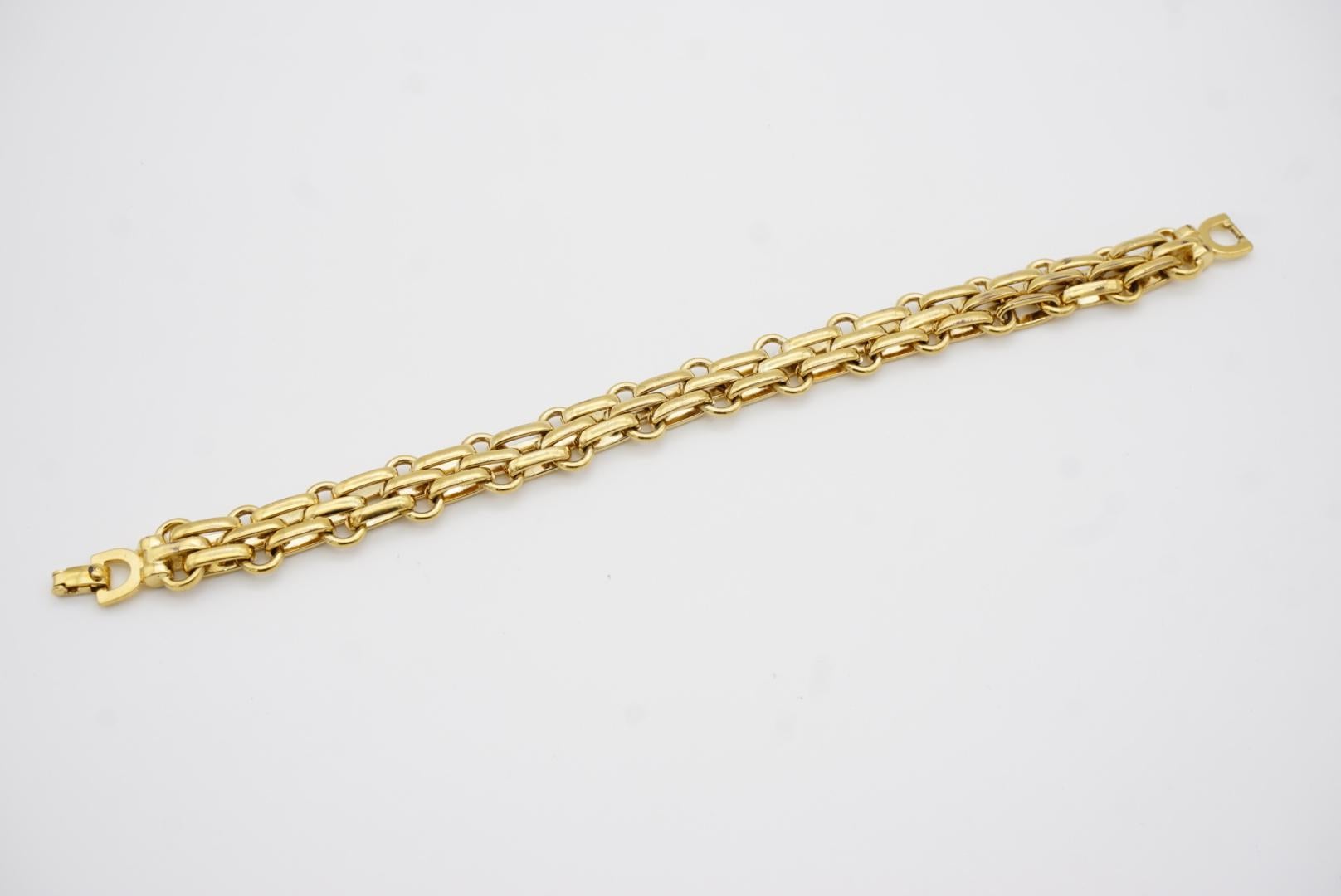 Christian Dior Vintage 1980s Unisex Classic Interlocked Link Modernist Bracelet 6