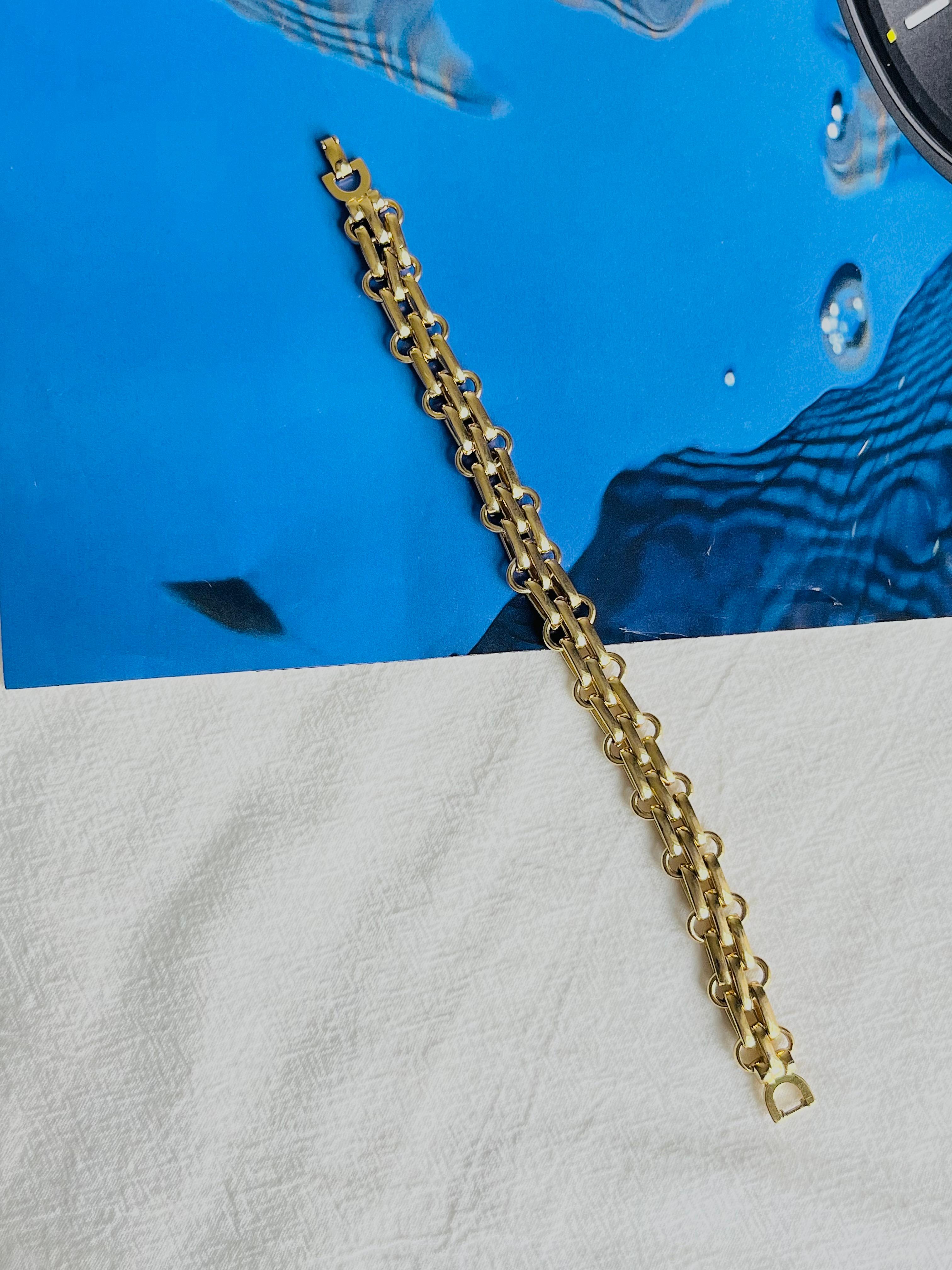 Christian Dior Vintage 1980s Unisex Classic Interlocked Link Modernist Bracelet 1
