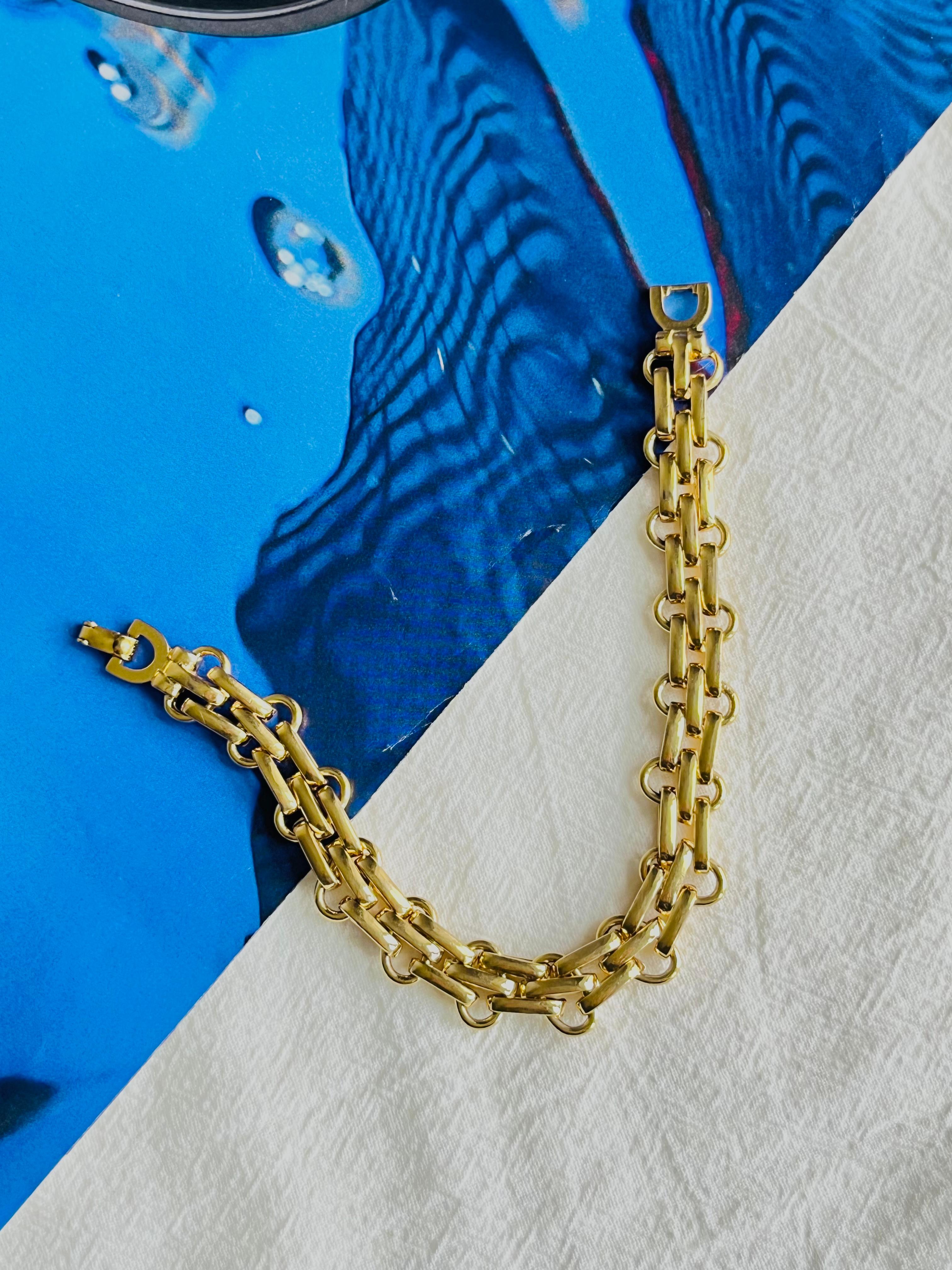 Christian Dior Vintage 1980s Unisex Classic Interlocked Link Modernist Bracelet 2
