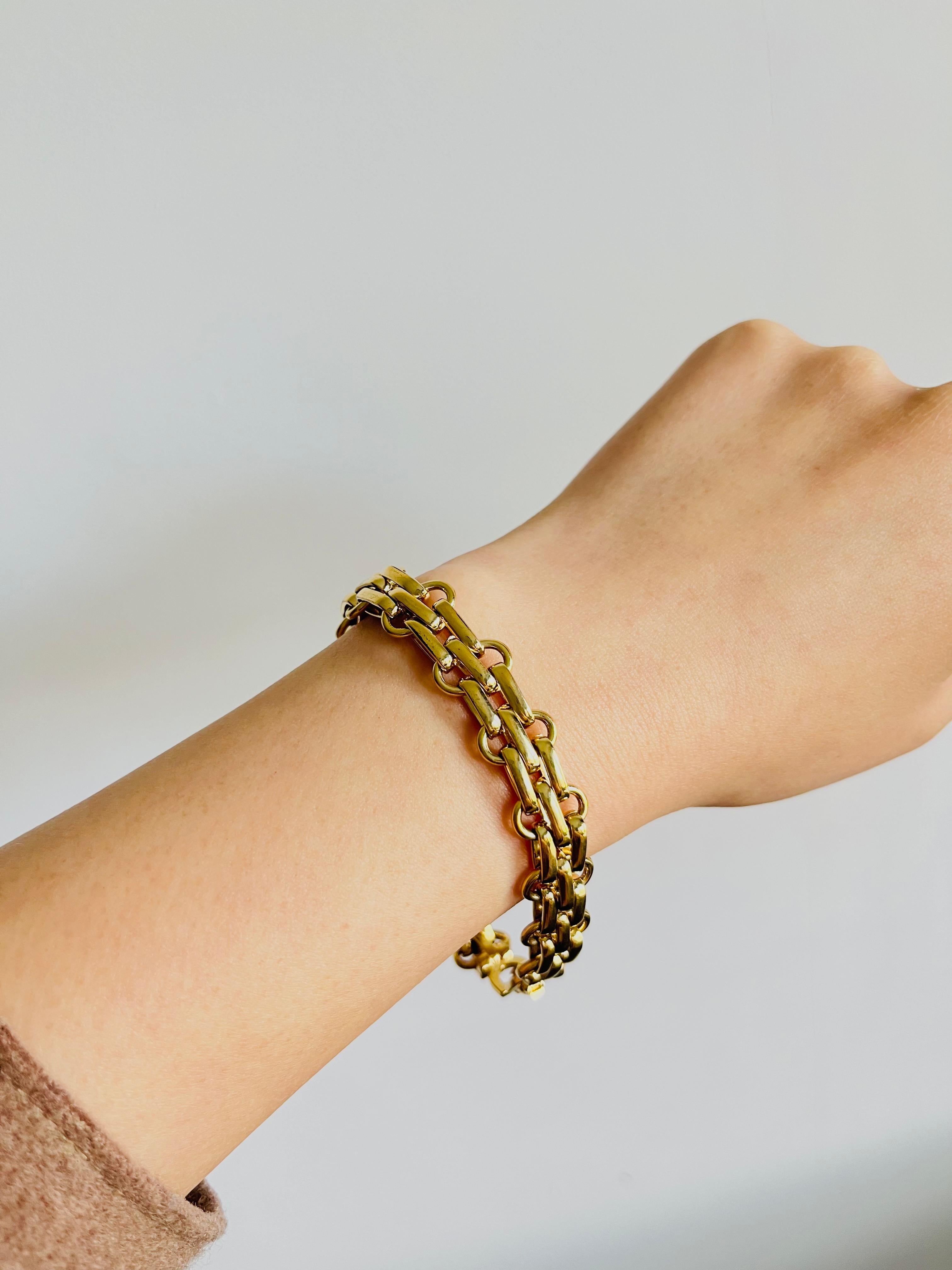 Christian Dior Vintage 1980s Unisex Classic Interlocked Link Modernist Bracelet 3