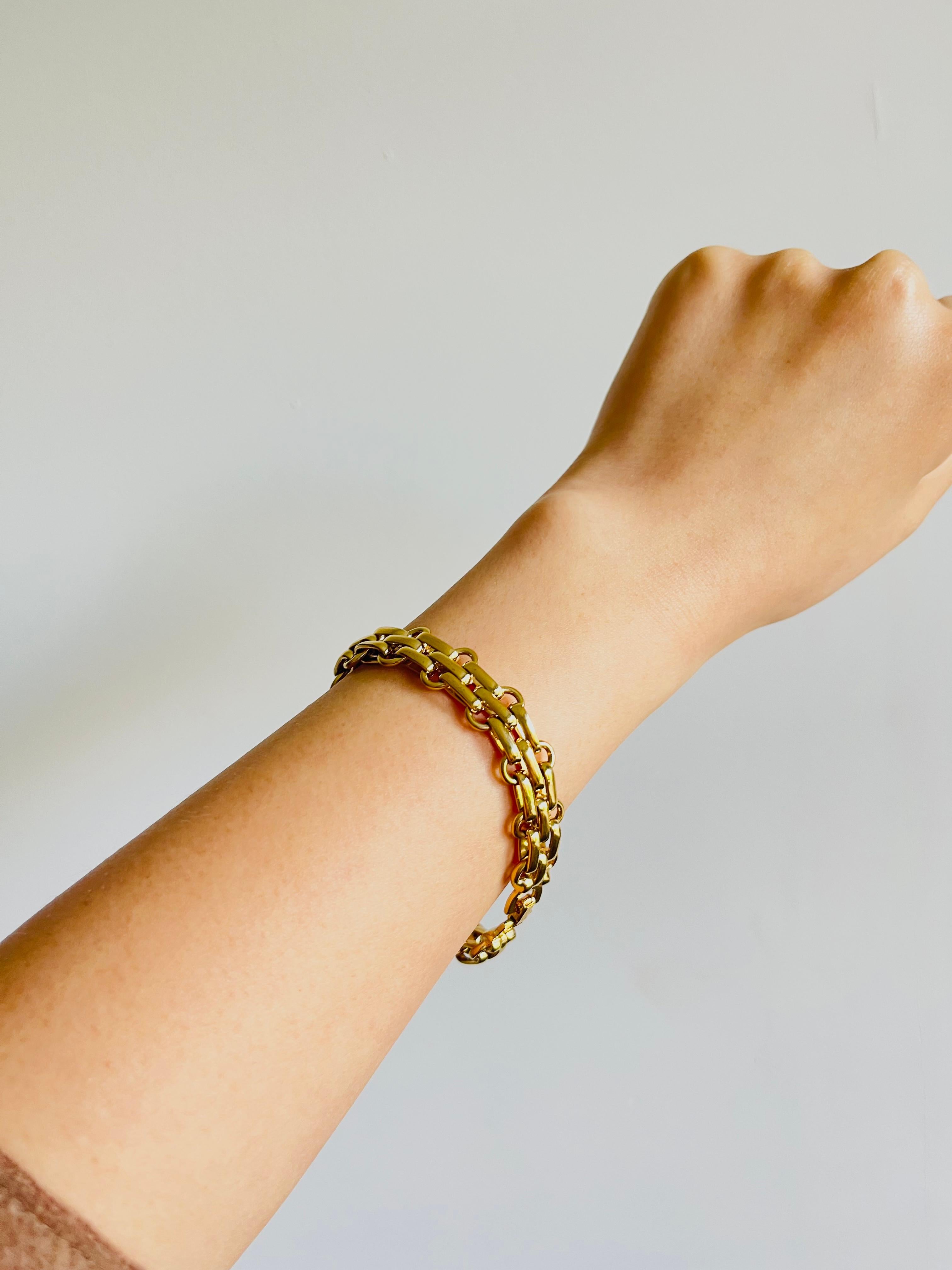 Christian Dior Vintage 1980s Unisex Classic Interlocked Link Modernist Bracelet 5