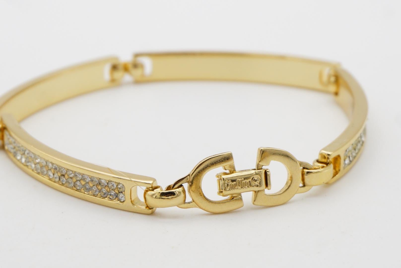 Christian Dior Vintage 1980s Unisex Crystals Interlink Choker Necklace Bracelet For Sale 13