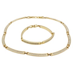 Christian Dior Vintage 1980s Unisex Crystals Interlink Choker Necklace Bracelet