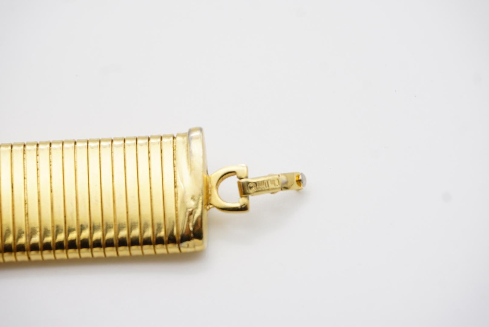 Christian Dior Vintage 1980s Unisex Extra Wide Ribbed Omega Snake Cuff Bracelet For Sale 12