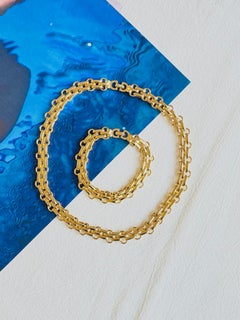 Christian Dior Vintage 1980s Unisex Monogram Modernist Necklace Bracelet Set