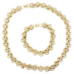 Christian Dior Vintage 1980s Unisex Monogram Modernist Necklace Bracelet Set