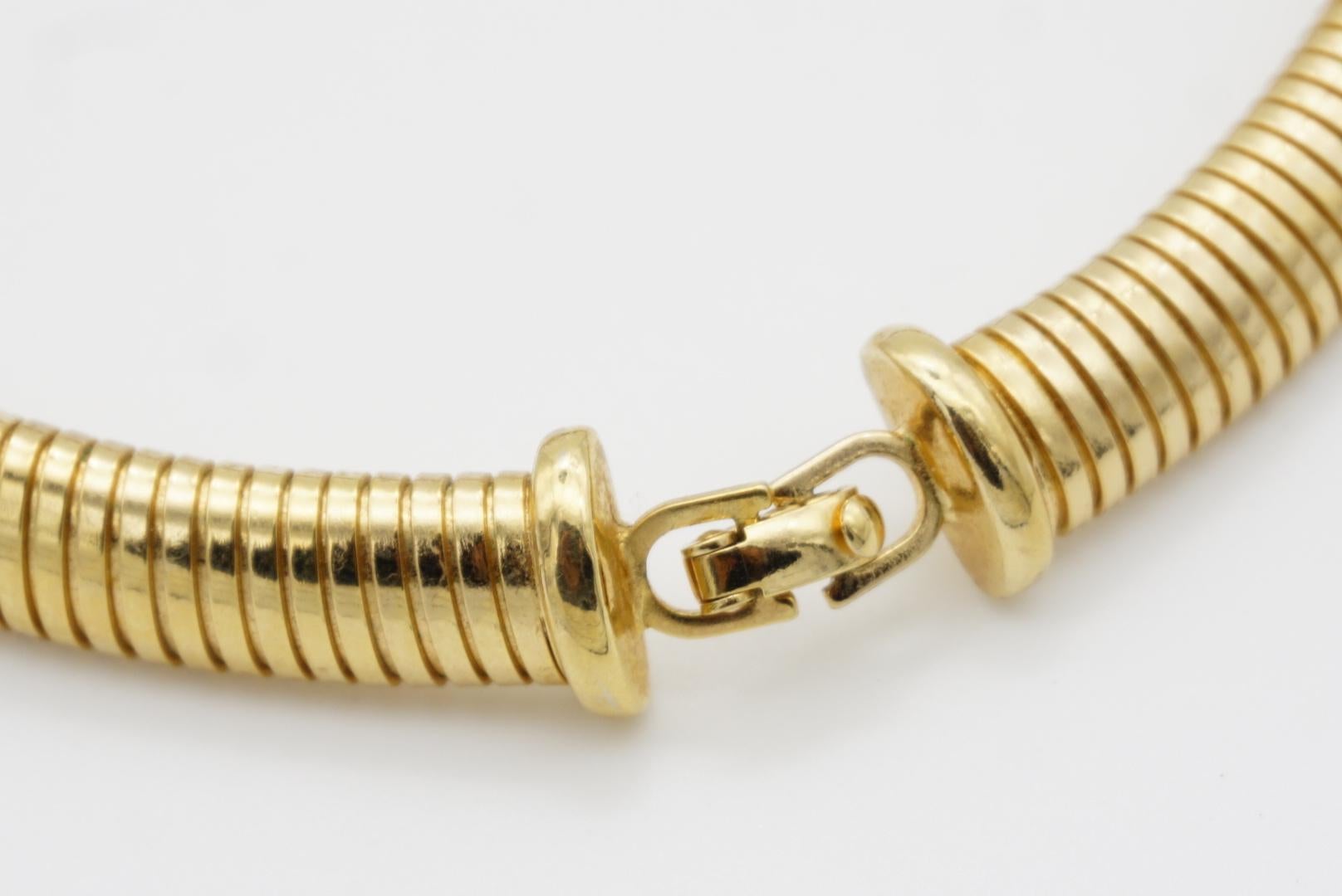 Christian Dior Vintage 1980s Unisex Ribbed Omega Snake Choker Collar Necklace For Sale 11