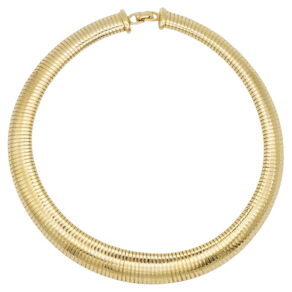 Christian Dior Vintage 1980s Unisex Ribbed Omega Snake Choker Collar Necklace For Sale