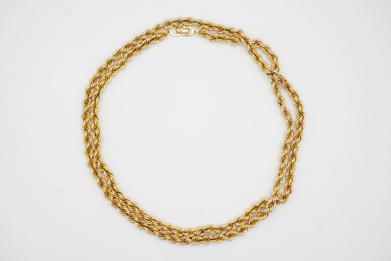 Christian Dior Vintage 1980s Versatile Twist Rope Chain Gold Long Necklace For Sale 6