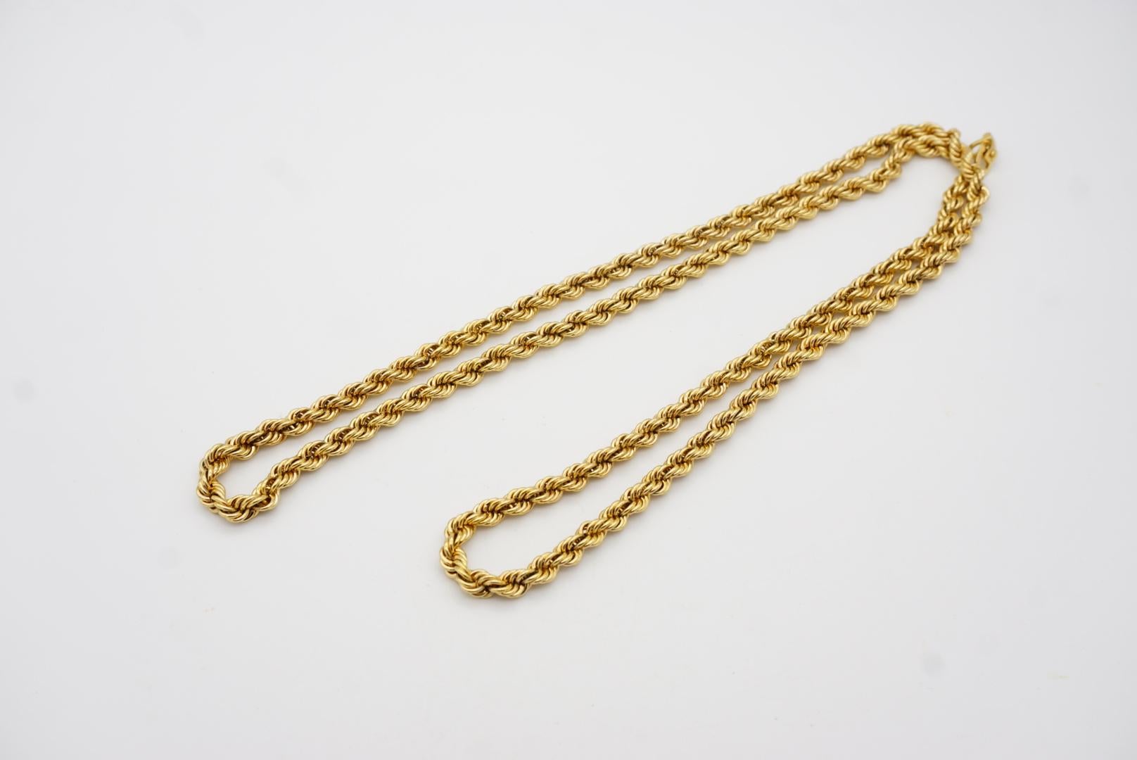 Christian Dior Vintage 1980s Versatile Twist Rope Chain Gold Long Necklace For Sale 7