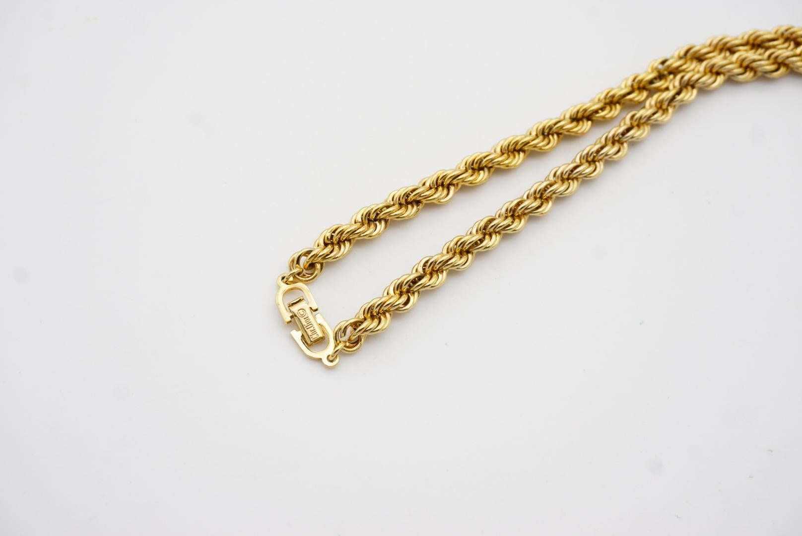 Christian Dior Vintage 1980s Versatile Twist Rope Chain Gold Long Necklace For Sale 8
