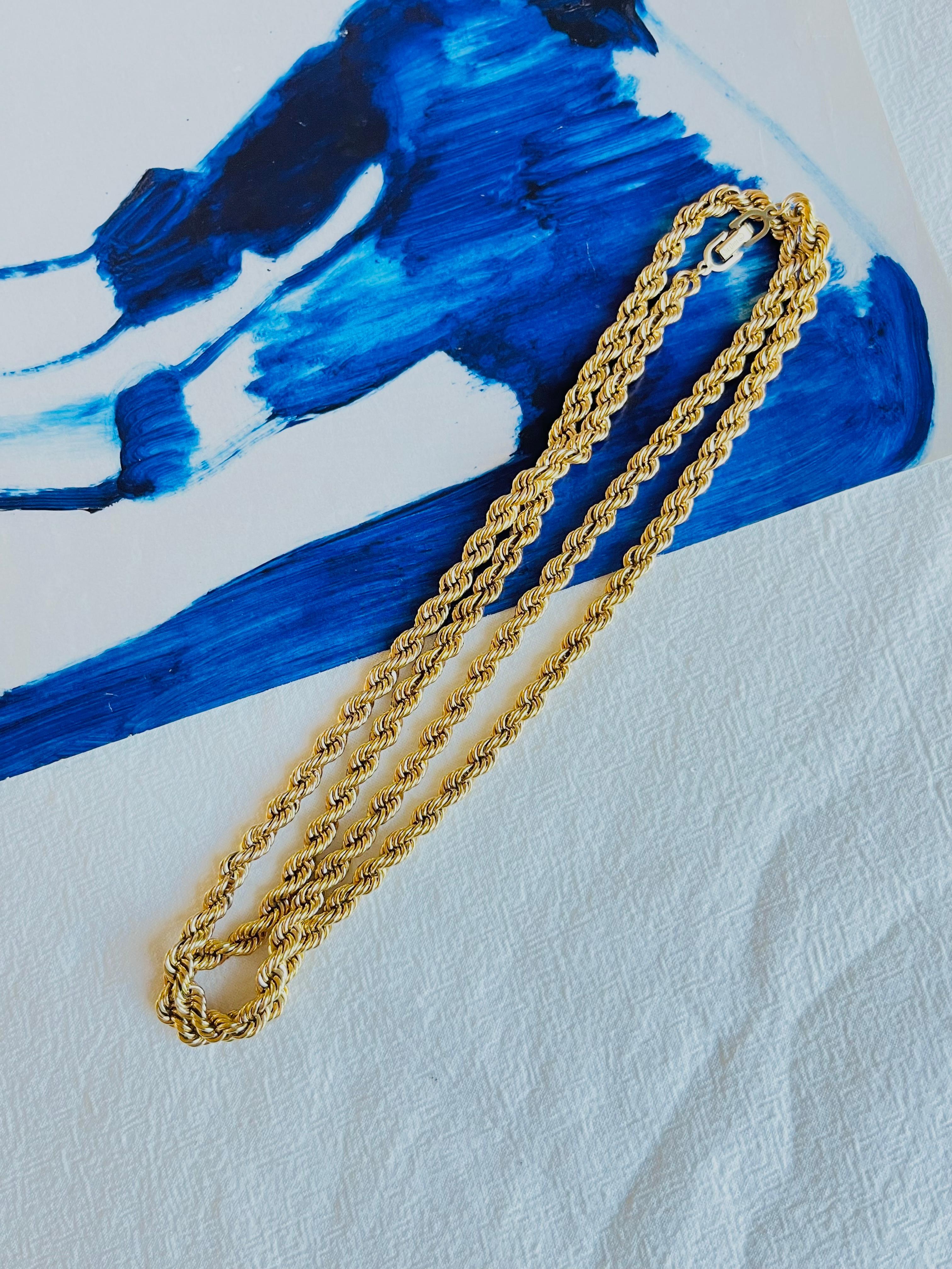 Art déco Christian Dior Vintage 1980s Versatile Twist Rope Chain Gold Long Necklace en vente