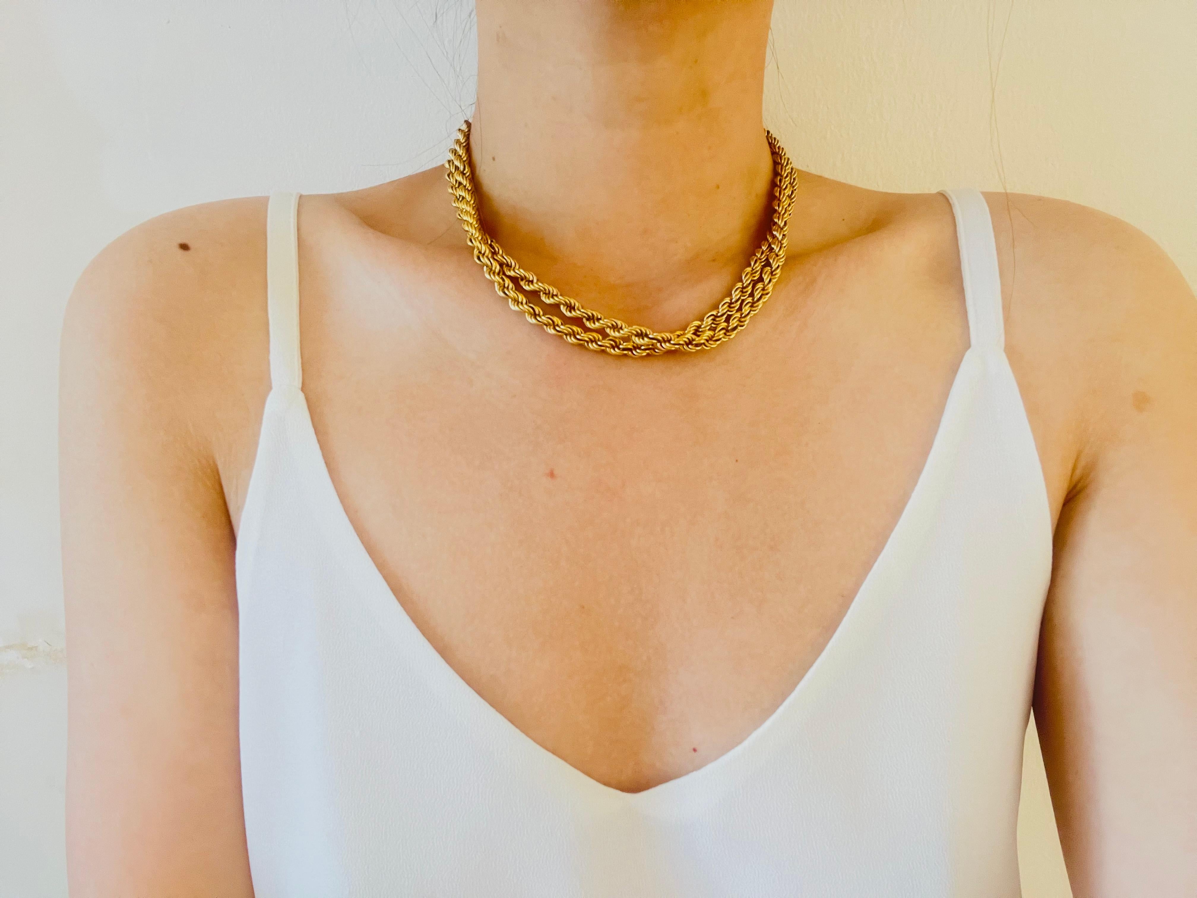 Christian Dior Vintage 1980s Versatile Twist Rope Chain Gold Long Necklace en vente 2
