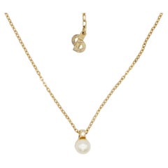 Christian Dior Vintage 1980s White Ball Pearl Crystal Pendant Elegant Necklace
