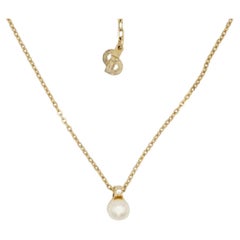 Christian Dior Vintage 1980s White Ball Pearl Crystal Pendant Elegant Necklace